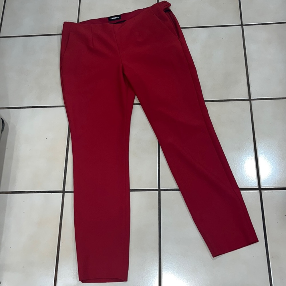 Express Red Trouser Pant With Pockets